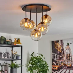 hofstein Gastor Plafonnier, Boule lumineuse 45 cm Ambre, Clair, 5 lumières