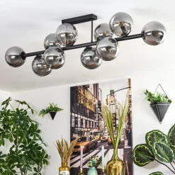 hofstein Gastor Plafonnier, Boule lumineuse Fumé, 10 lumières