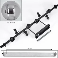 hofstein Gastor Plafonnier, Boule lumineuse Fumé, 10 lumières