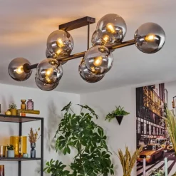 hofstein Gastor Plafonnier, Boule lumineuse Fumé, 10 lumières