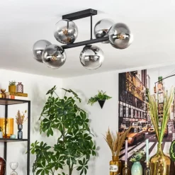 Suspension Verre Fumé-hofstein Gastor Plafonnier, Boule lumineuse Clair, Fumé, 6 lumières