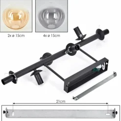 hofstein Gastor Plafonnier, Boule lumineuse Ambre, Clair, Fumé, 6 lumières