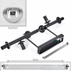 hofstein Gastor Plafonnier, Boule lumineuse Chrome, Clair, Fumé, 6 lumières