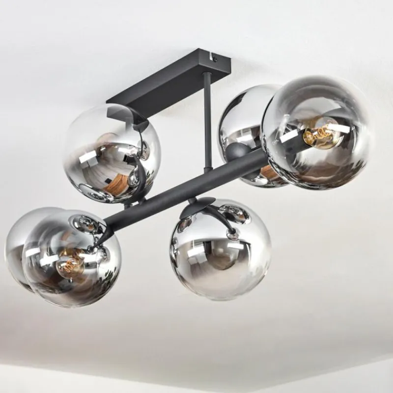 hofstein Gastor Plafonnier, Boule lumineuse Chrome, Clair, Fumé, 6 lumières