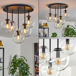 hofstein Gastor Plafonnier, Boule lumineuse 45 cm Clair, 5 lumières