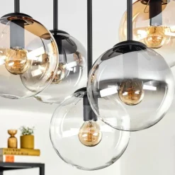 hofstein Gastor Plafonnier, Boule lumineuse 45 cm Ambre, Clair, Fumé, 5 lumières