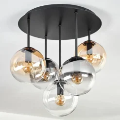 hofstein Gastor Plafonnier, Boule lumineuse 45 cm Ambre, Clair, Fumé, 5 lumières