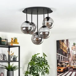 hofstein Gastor Plafonnier, Boule lumineuse 45 cm Fumé, 5 lumières