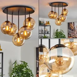 hofstein Gastor Plafonnier, Boule lumineuse 45 cm Ambre, 5 lumières