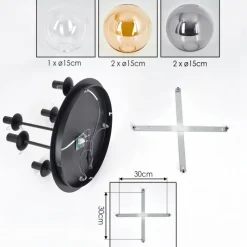 hofstein Gastor Plafonnier, Boule lumineuse 45 cm Ambre, Clair, Fumé, 5 lumières