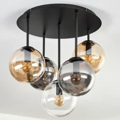 hofstein Gastor Plafonnier, Boule lumineuse 45 cm Ambre, Clair, Fumé, 5 lumières