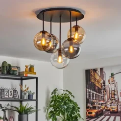 hofstein Gastor Plafonnier, Boule lumineuse 45 cm Ambre, Clair, Fumé, 5 lumières