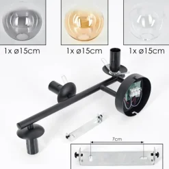 hofstein Gastor Plafonnier, Boule lumineuse Ambre, Clair, Fumé, 3 lumières