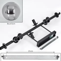 hofstein Gastor Plafonnier, Boule lumineuse Fumé, 8 lumières