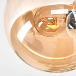 hofstein Gastor Plafonnier, Boule lumineuse Ambre, Clair, Fumé, 3 lumières