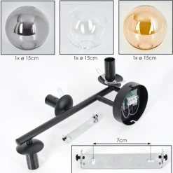 hofstein Gastor Plafonnier, Boule lumineuse Ambre, Clair, Fumé, 3 lumières