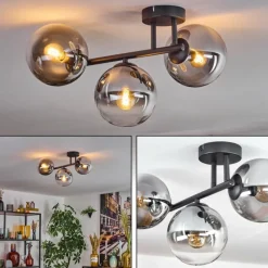 Suspension Verre Fumé-hofstein Gastor Plafonnier, Boule lumineuse Clair, Fumé, 3 lumières