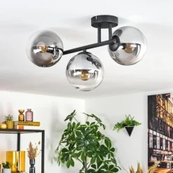 Suspension Verre Fumé-hofstein Gastor Plafonnier, Boule lumineuse Clair, Fumé, 3 lumières