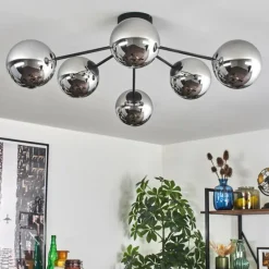 hofstein Gastor Plafonnier Chrome, Fumé, 6 lumières