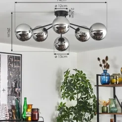 hofstein Gastor Plafonnier Chrome, Fumé, 6 lumières