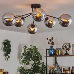 hofstein Gastor Plafonnier Chrome, Fumé, 6 lumières