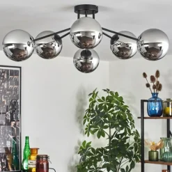 hofstein Gastor Plafonnier Chrome, Fumé, 6 lumières
