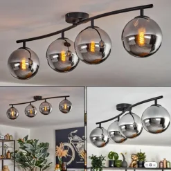 hofstein Gastor Plafonnier Chrome, Fumé, 4 lumières