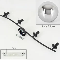 hofstein Gastor Plafonnier Chrome, Fumé, 4 lumières