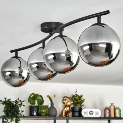 hofstein Gastor Plafonnier Chrome, Fumé, 4 lumières