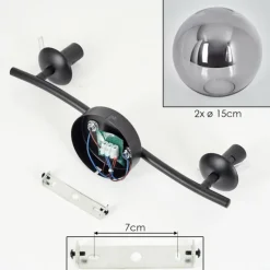 hofstein Gastor Plafonnier Fumé, 2 lumières