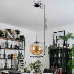 hofstein Gastor Suspension, Boule lumineuse Ambre, 1 lumière