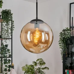 hofstein Gastor Suspension, Boule lumineuse Ambre, 1 lumière
