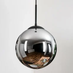 hofstein Gastor Suspension, Boule lumineuse Chrome, Fumé, 1 lumière