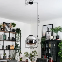 hofstein Gastor Suspension, Boule lumineuse 30 cm Chrome, Clair, Fumé, 1 lumière