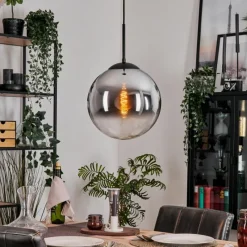 hofstein Gastor Suspension, Boule lumineuse 30 cm Chrome, Clair, Fumé, 1 lumière