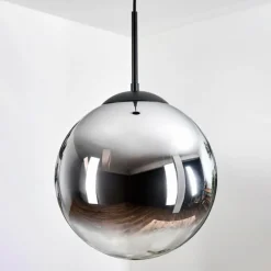 hofstein Gastor Suspension, Boule lumineuse 30 cm Chrome, Clair, Fumé, 1 lumière