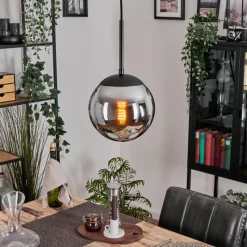 hofstein Gastor Suspension, Boule lumineuse 20 cm Chrome, Fumé, 1 lumière