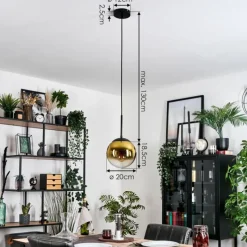 hofstein Gastor Suspension, Boule lumineuse 20 cm Or, Clair, 1 lumière