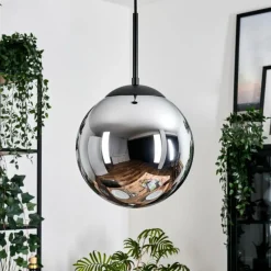 hofstein Gastor Suspension, Boule lumineuse 25 cm Chrome, Fumé, 1 lumière