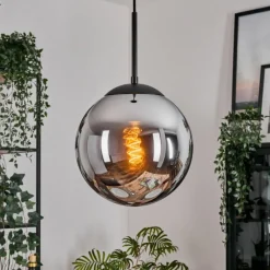 hofstein Gastor Suspension, Boule lumineuse 25 cm Chrome, Fumé, 1 lumière
