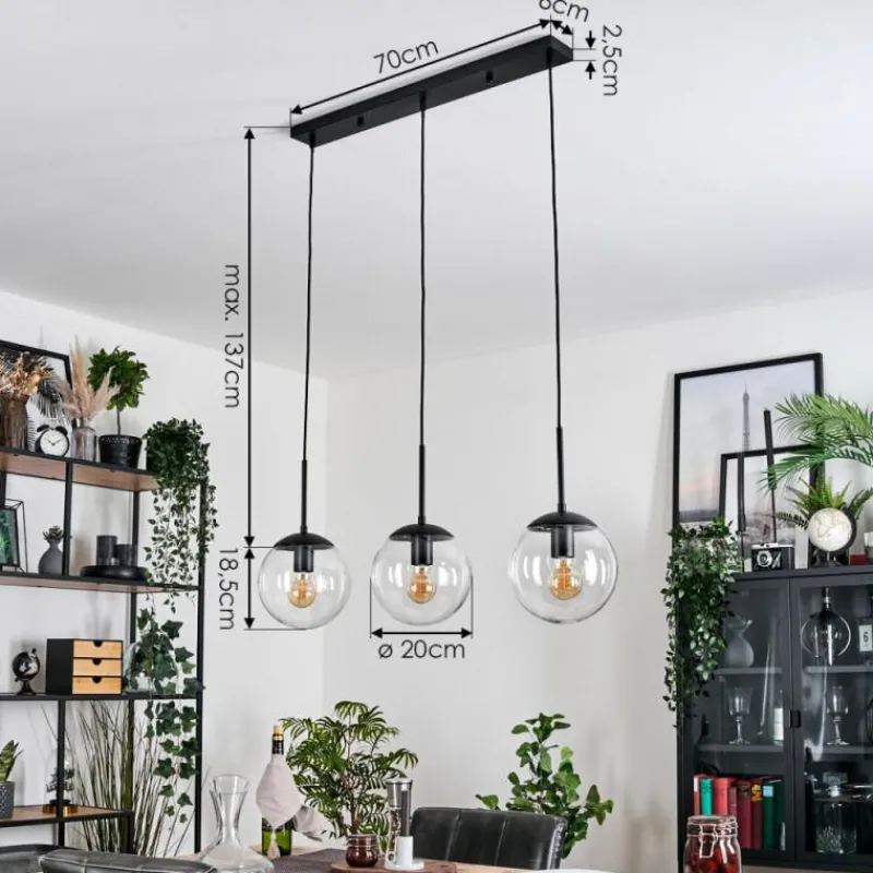 hofstein Gastor Suspension, Boule lumineuse Clair, 3 lumières