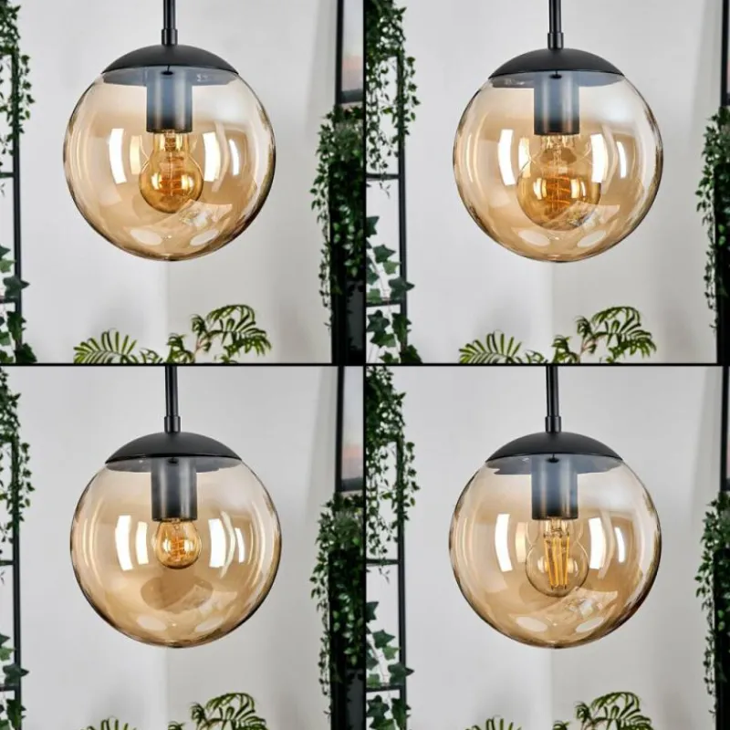 hofstein Gastor Suspension, Boule lumineuse Ambre, 3 lumières