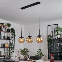 hofstein Gastor Suspension, Boule lumineuse Ambre, 3 lumières