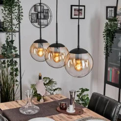 hofstein Gastor Suspension, Boule lumineuse Ambre, Clair, 3 lumières