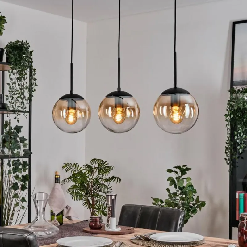 hofstein Gastor Suspension, Boule lumineuse Ambre, Clair, 3 lumières