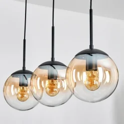 hofstein Gastor Suspension, Boule lumineuse Ambre, Clair, 3 lumières