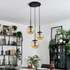 hofstein Gastor Suspension, Boule lumineuse 30 cm Ambre, 3 lumières