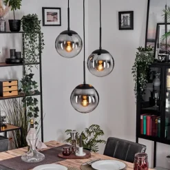 hofstein Gastor Suspension, Boule lumineuse 30 cm Clair, Fumé, 3 lumières