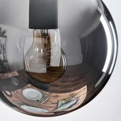 hofstein Gastor Suspension, Boule lumineuse 30 cm Chrome, Fumé, 3 lumières