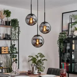 hofstein Gastor Suspension, Boule lumineuse 30 cm Chrome, Fumé, 3 lumières